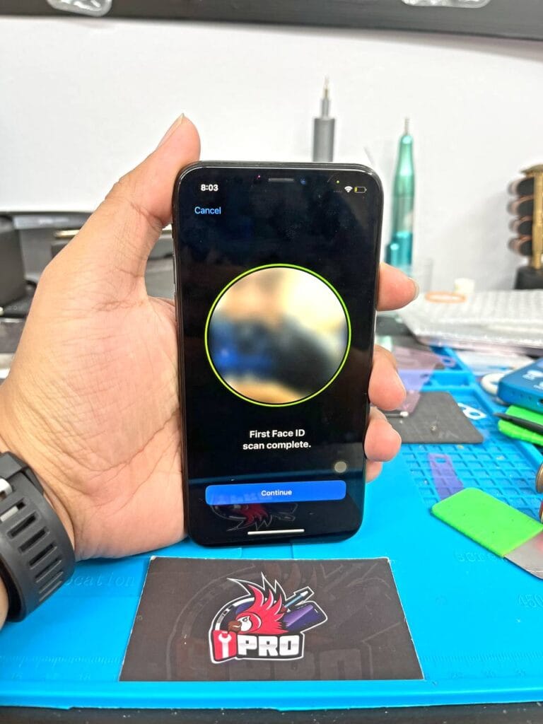 Technician completed iPhone Face ID repair at our shop